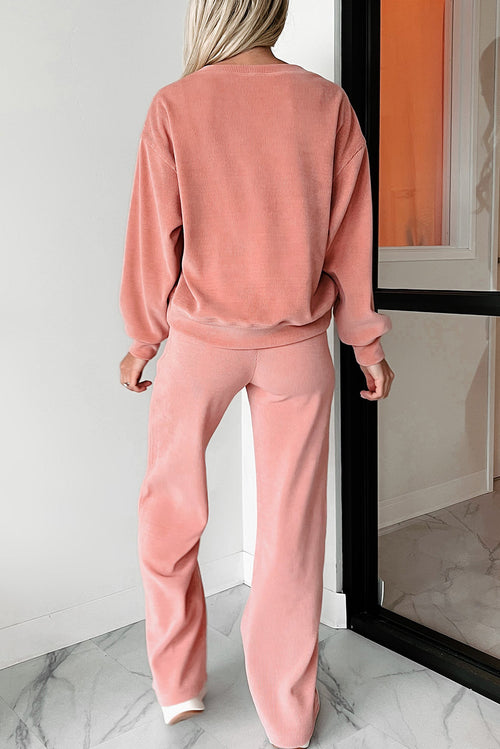 Ensemble pantalon et sweat-shirt côtelé à épaules tombantes Blossom