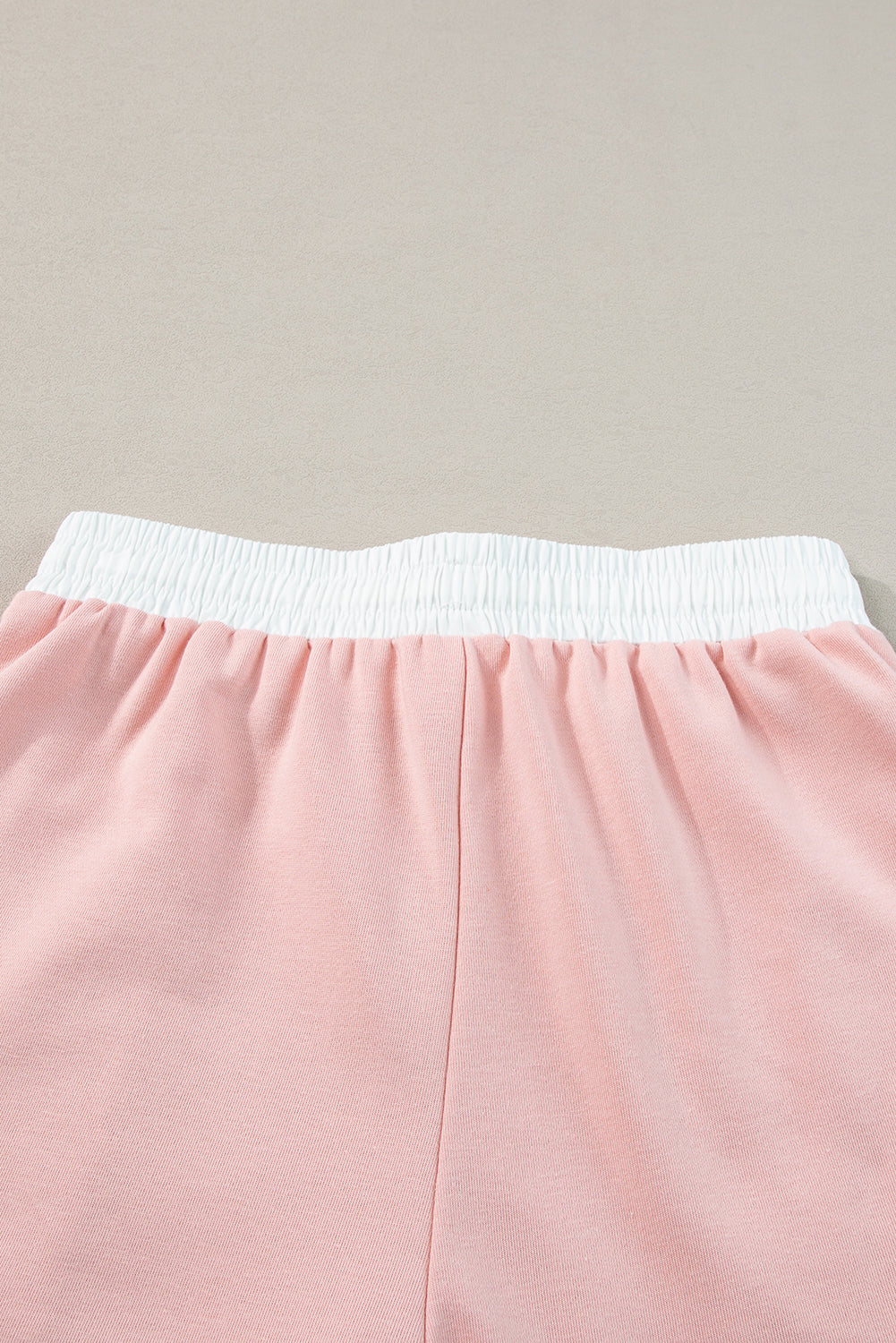 Light Pink Contrast Trim Ruffled Top & Drawstring Shorts Set