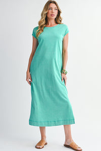 Wisteria Mineral Wash Pocketed T-shirt Dress
