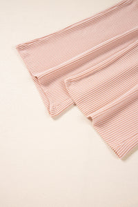 Wild Wind Solid Corded Short Sleeve T Shirt and Wide Leg Pants Set