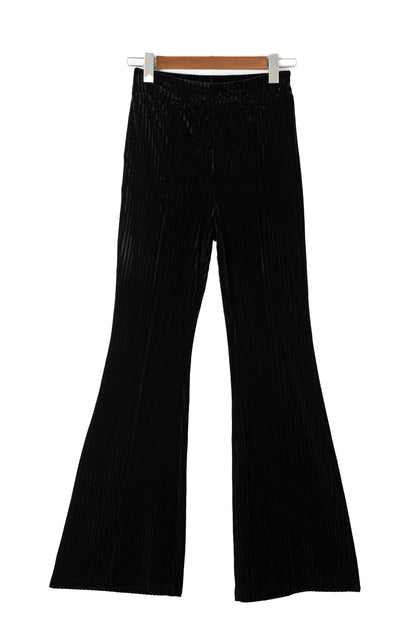 Solid Color High Waist Corduroy Flare Pants