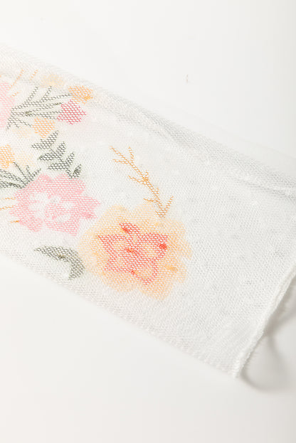 White Floral Mesh Patchwork Sleeve Fake Two-Piece Top