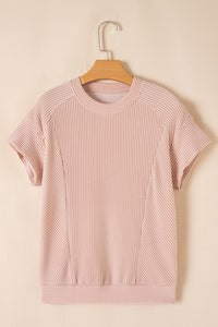 Wild Wind Solid Corded Short Sleeve T Shirt and Wide Leg Pants Set