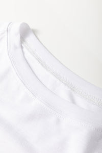 White Floral Mesh Patchwork Sleeve Fake Two-Piece Top