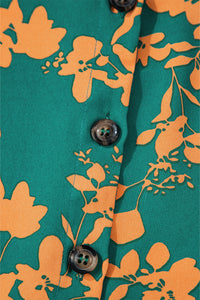 Pink Floral Print Drawstring Flowy Short Dress