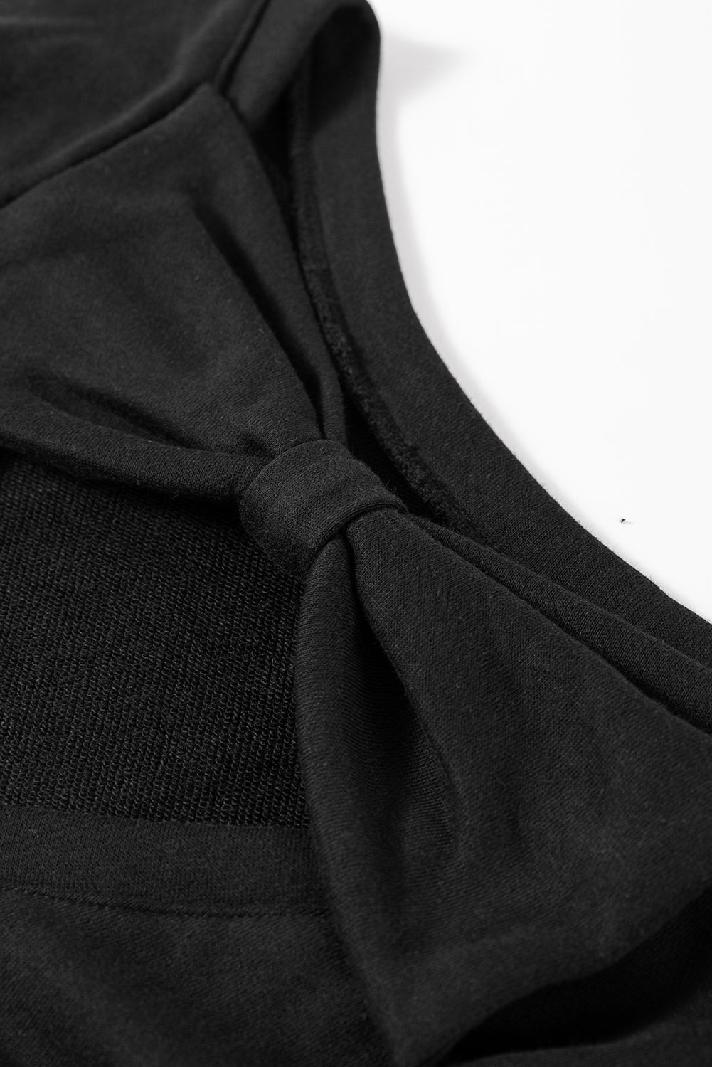 Black Bowknot Plain Round Neck Sweatshirt