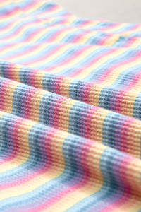 Pink Stripe Rainbow Tee and Tassel Drawstring Wide Leg Pants Set