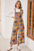 Multicolour Boho Floral Print Cropped Wide Leg Overalls