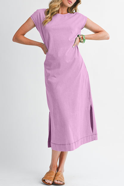 Wisteria Mineral Wash Pocketed T-shirt Dress