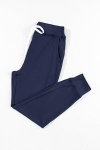 Dark Brown Casual Drawstring Drop Waist Pocketed Joggers