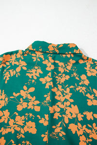 Pink Floral Print Drawstring Flowy Short Dress