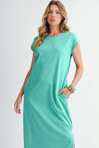 Wisteria Mineral Wash Pocketed T-shirt Dress