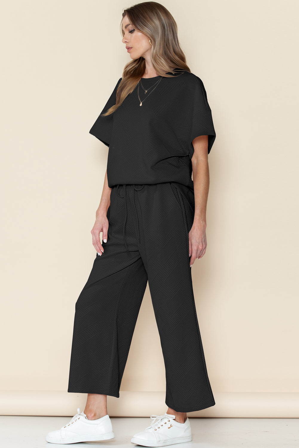 Amy Loose Fit T Shirt and Drawstring Pants Set