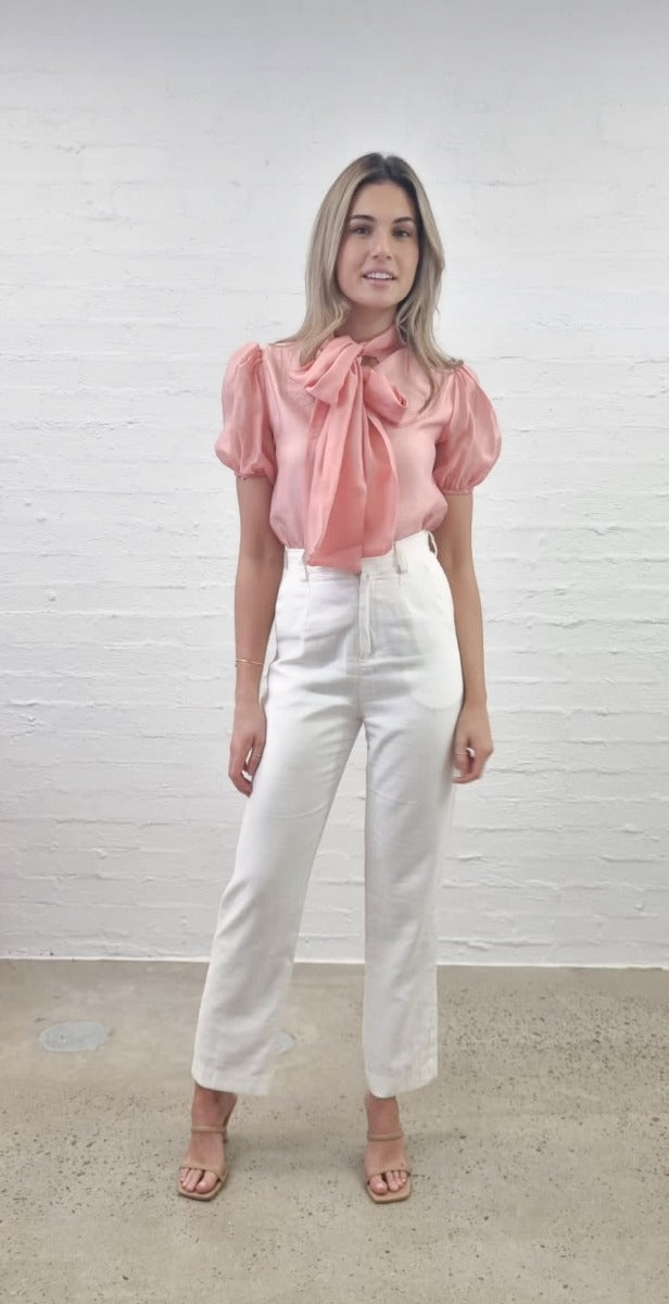 Blush Blouse - Bow Detail
