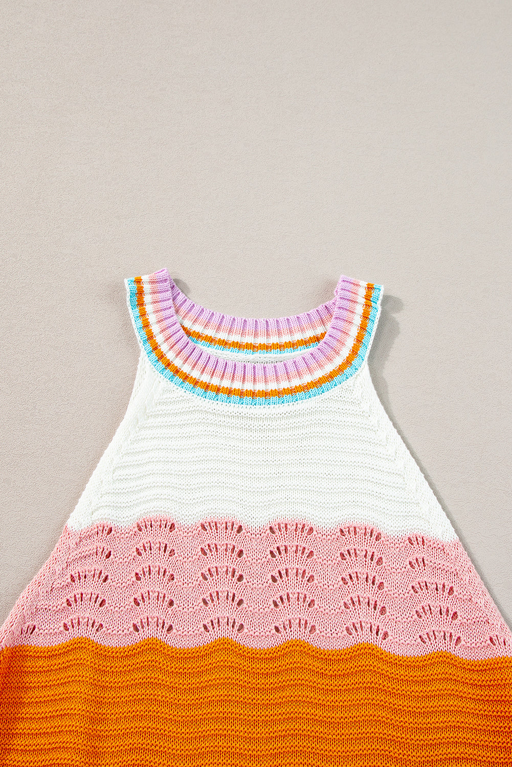 Multicolour Wavy Striped Print Knit Sleeveless Top