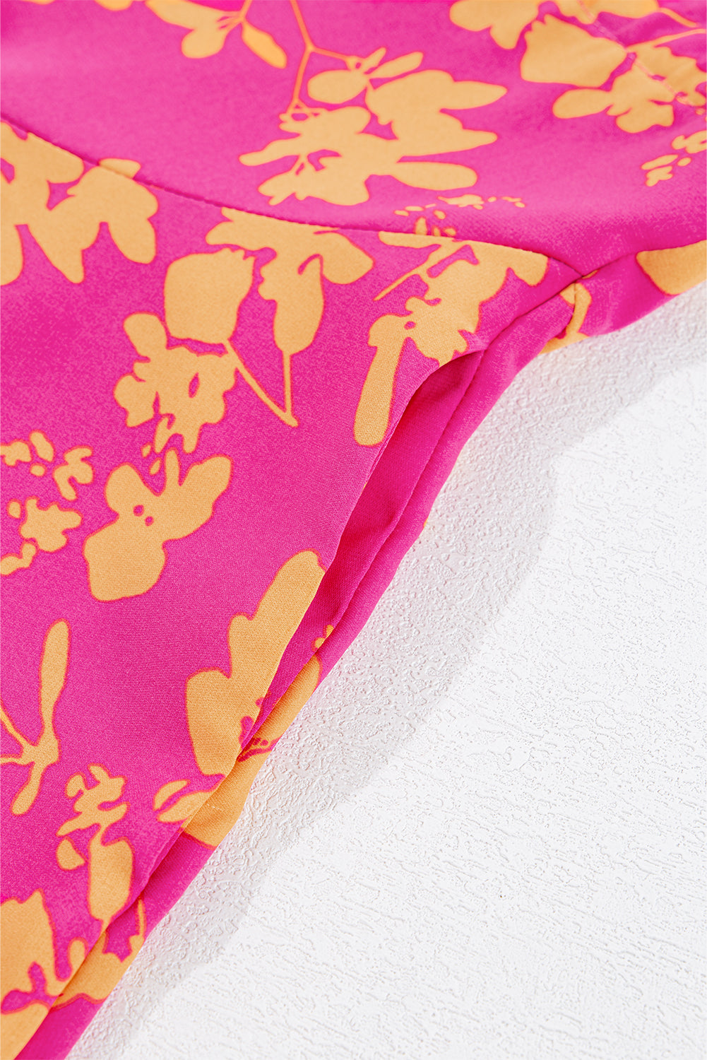 Pink Floral Print Drawstring Flowy Short Dress