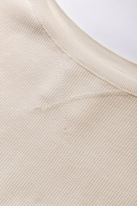 White Waffle Bishop Sleeve Split Oversized Sweatshirt