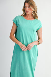 Wisteria Mineral Wash Pocketed T-shirt Dress
