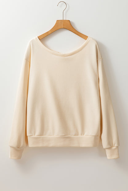 Black Bowknot Plain Round Neck Sweatshirt