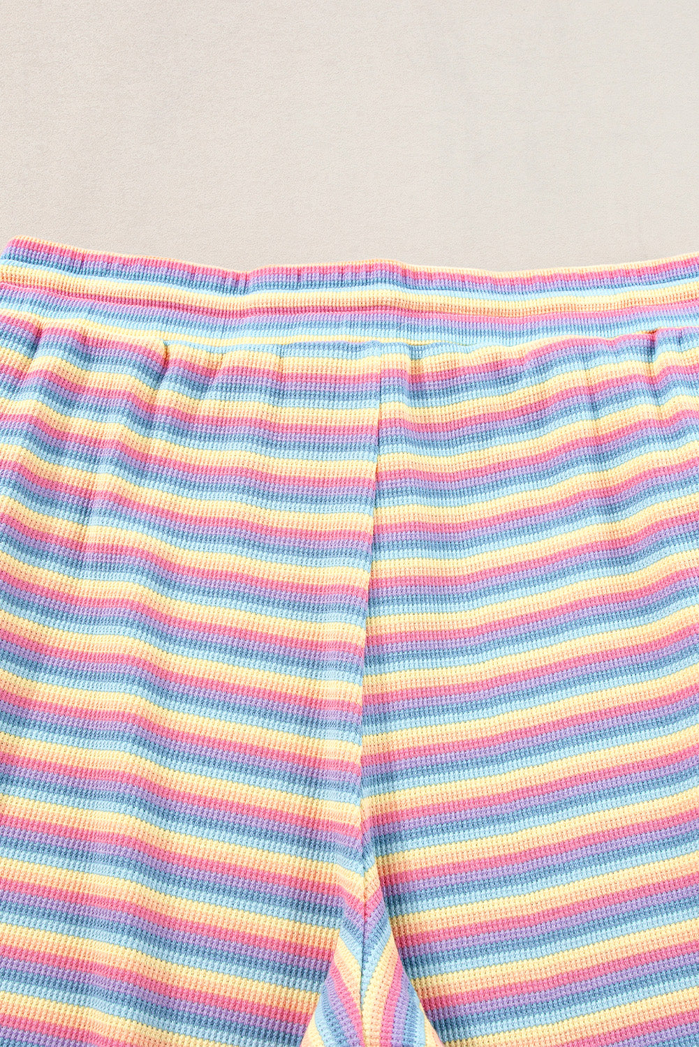 Pink Stripe Rainbow Tee and Tassel Drawstring Wide Leg Pants Set