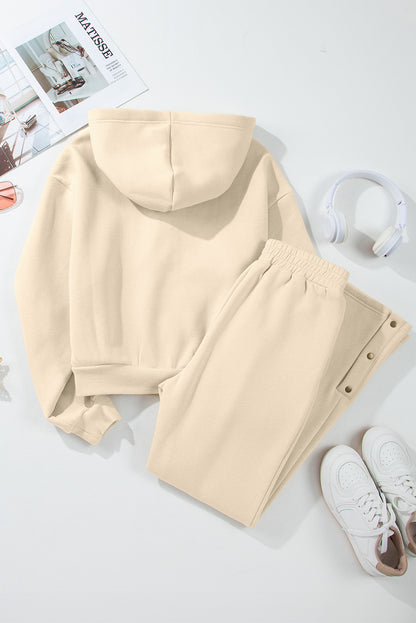 Parchment Plain Hoodie and High Waist Two Piece Pants Set