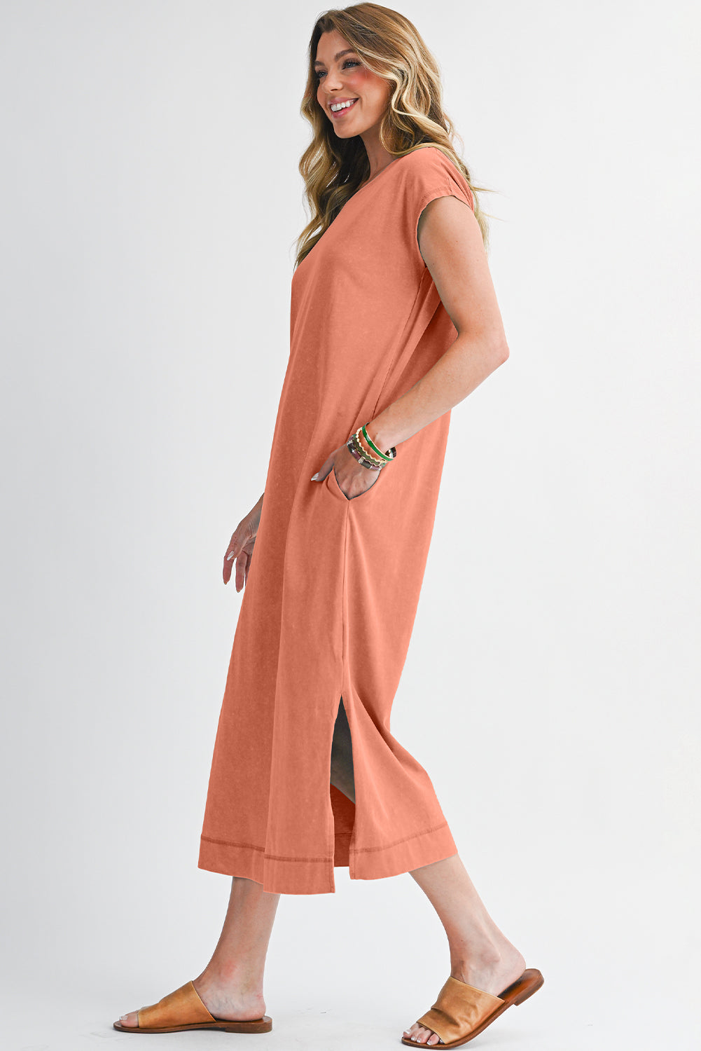 Wisteria Mineral Wash Pocketed T-shirt Dress