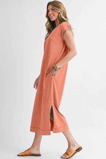 Wisteria Mineral Wash Pocketed T-shirt Dress