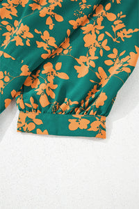 Pink Floral Print Drawstring Flowy Short Dress