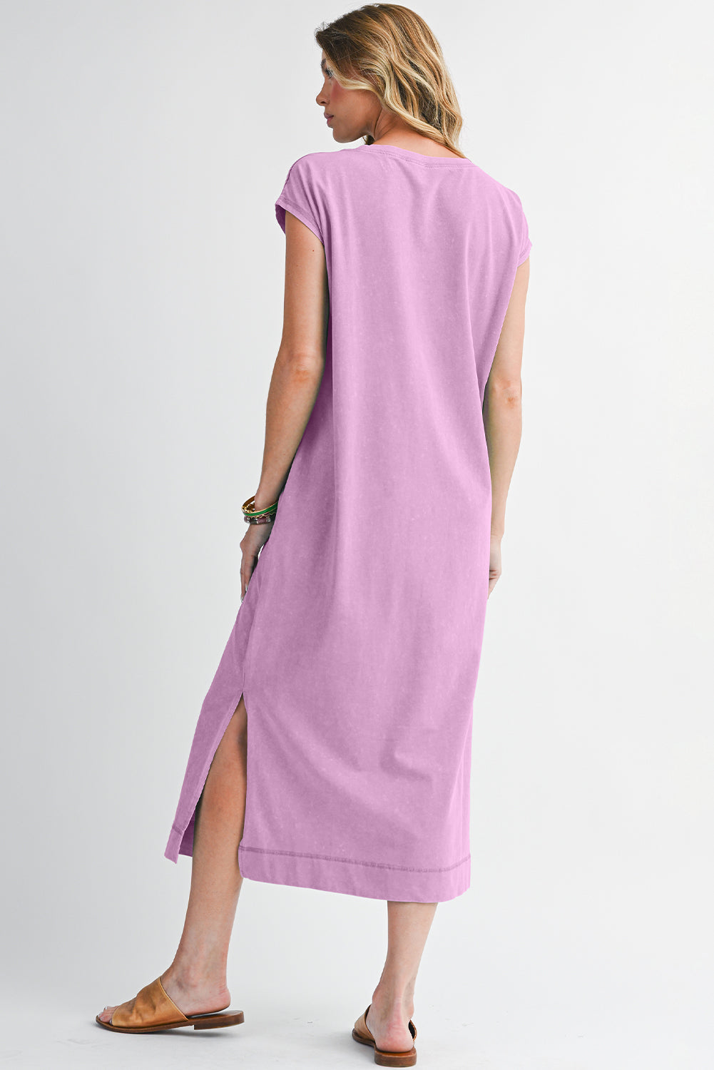 Wisteria Mineral Wash Pocketed T-shirt Dress