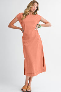 Wisteria Mineral Wash Pocketed T-shirt Dress