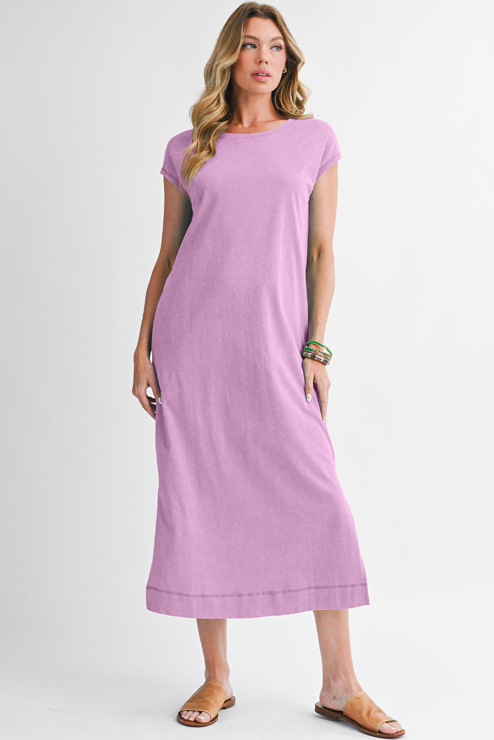 Wisteria Mineral Wash Pocketed T-shirt Dress