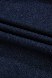 Dirty Blue Puff Sleeve Half Zipper Denim Flowy Dress